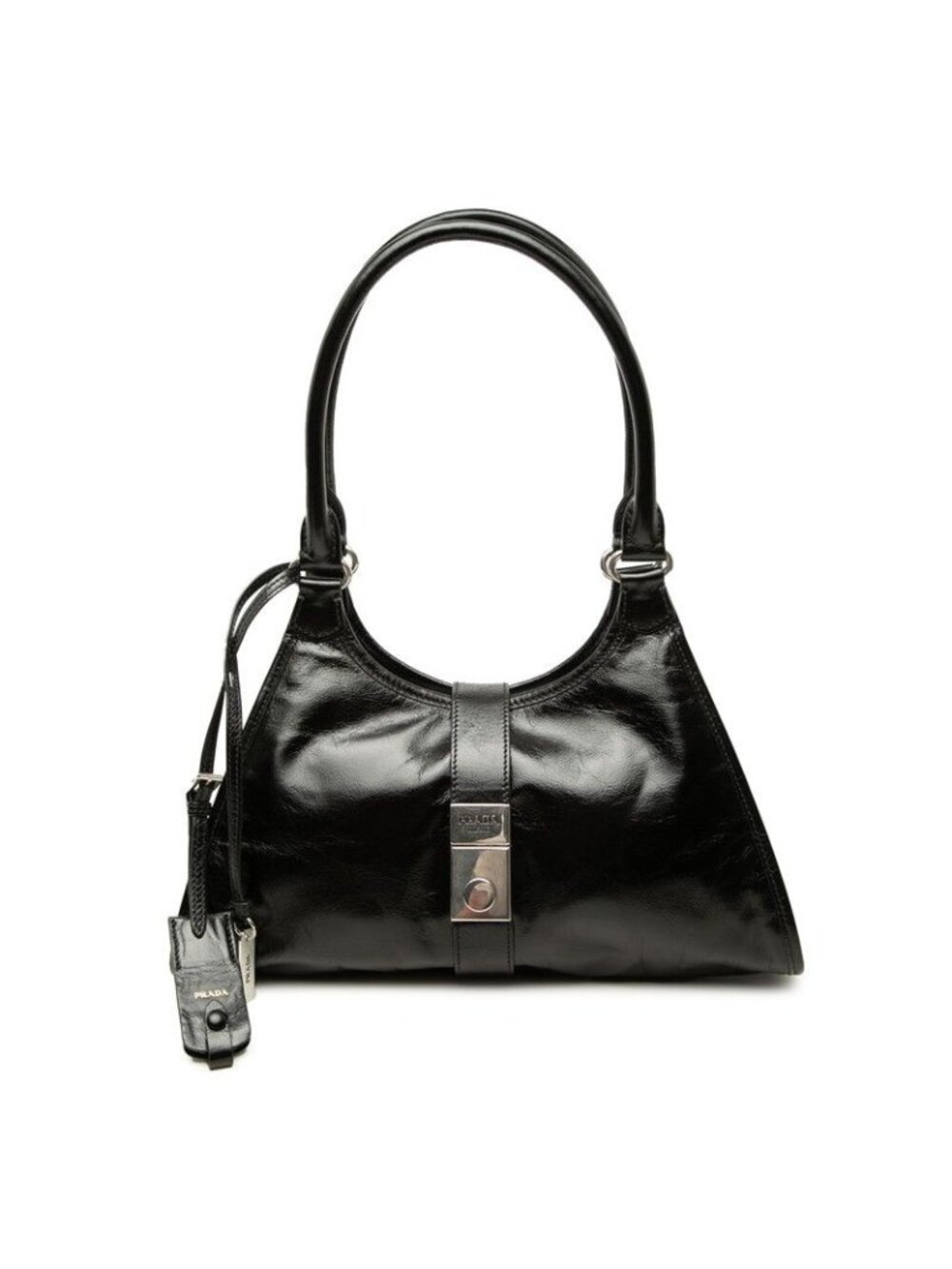 Prada Tote Shoulder Bag Black Leather